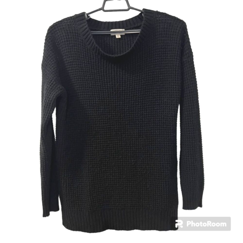 Riah Fashion Womens XL Black Chunky Knit Crewneck Tunic Sweater Pullover